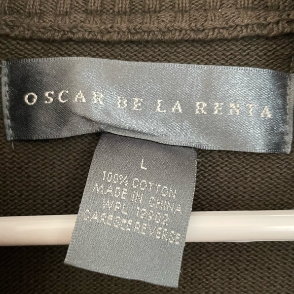 OSCAR DE LA RENTA Men’s Olive Green Quarter Zip Sweater - Picture 4 of 14